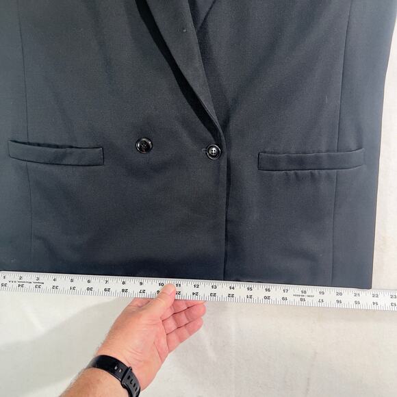Oleg Cassini Blazer Woman Single Button Double Breasted Full Lined Black Pockets - Picture 7 of 13